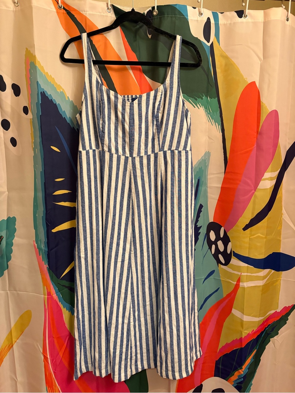 Old Navy Midi Blue and White Striped Sundress